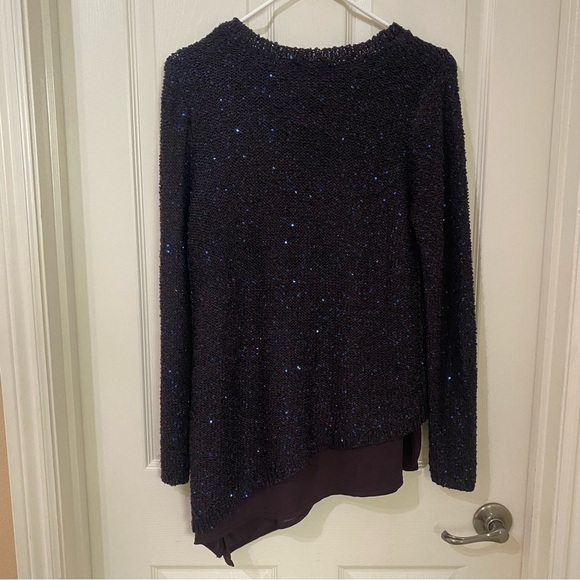 2/$30 Apt 9 Size L‎ Purple Sequins Asymmetrical Hem Long Sleeve Knit Sweater - Picture 4 of 8